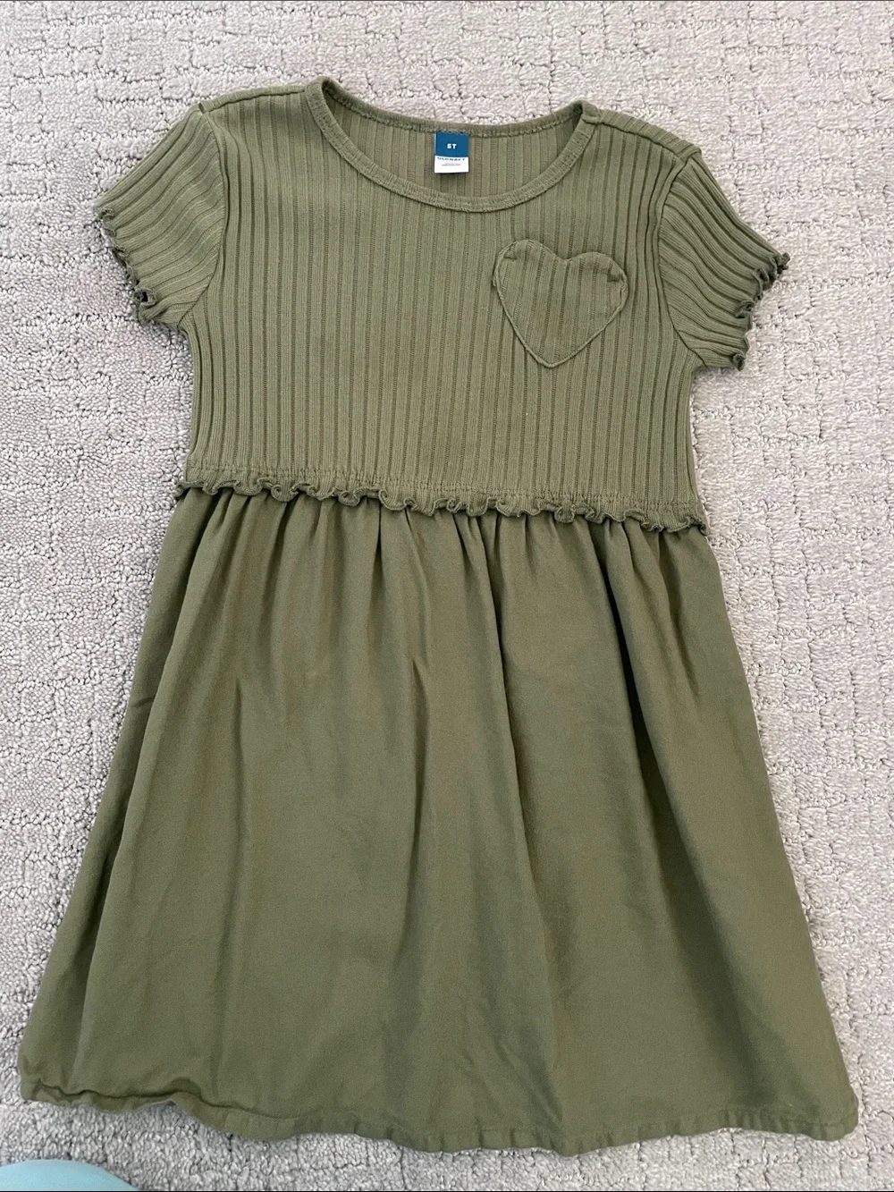 Old Navy Olive Green Ribbed Top Dress with Heart Pocket
